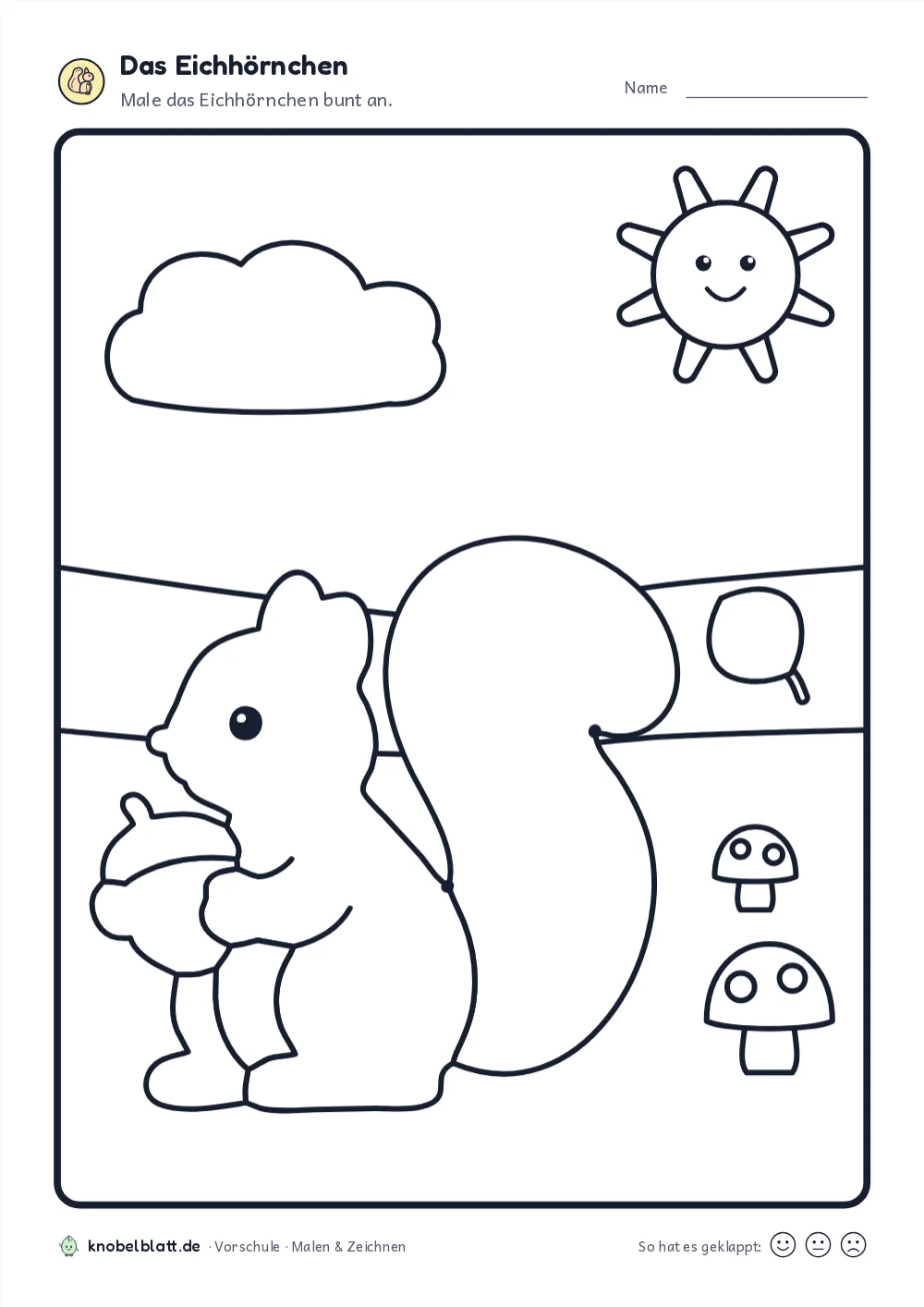 Eichhörnchen Ausmalbilder zum Ausdrucken: „Das Eichhörnchen“ für die Vorschule. Male das Eichhörnchen bunt an.