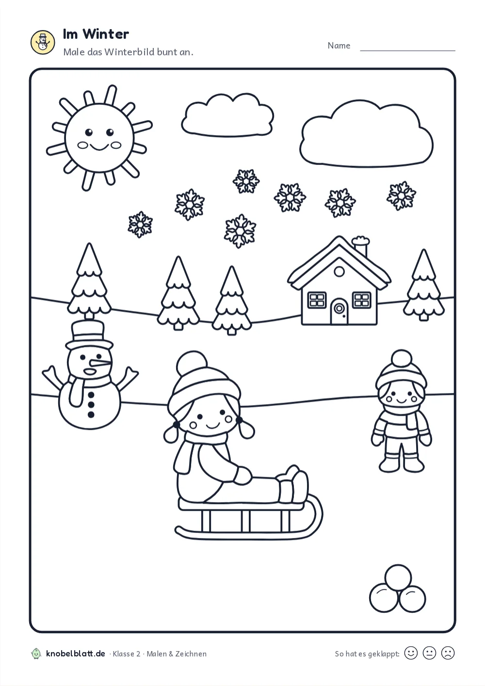 Ausmalbilder Winter zum Ausdrucken