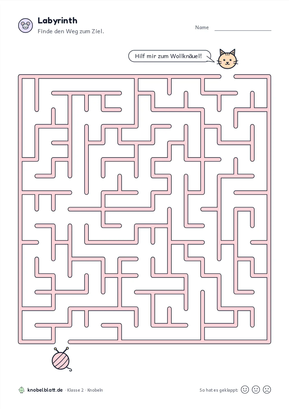 Labyrinth zum Ausdrucken für Kinder: „Labyrinth“ für Klasse 2. Finde den Weg zum Ziel.